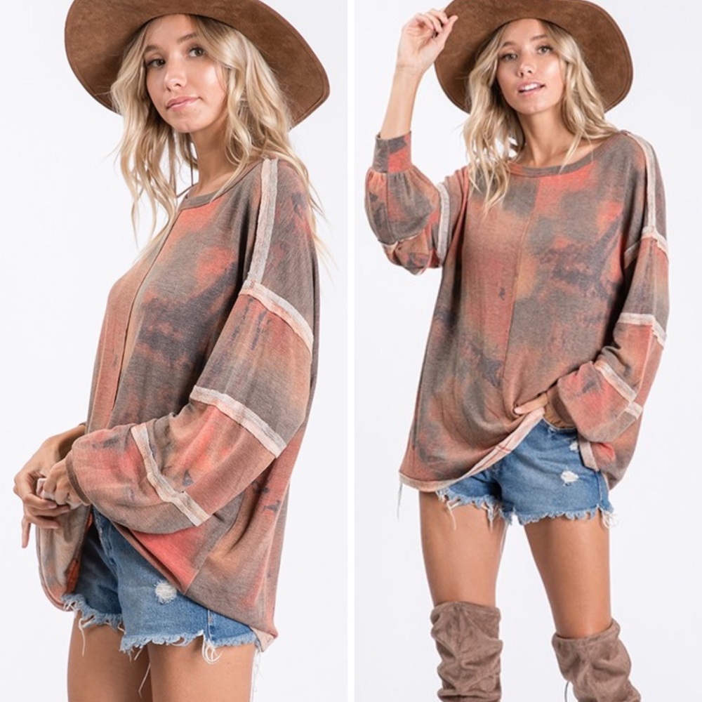TIE DYE print vintage style knit top - Picture 7 of 8